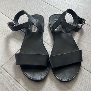 Women's Black Leather Sandals